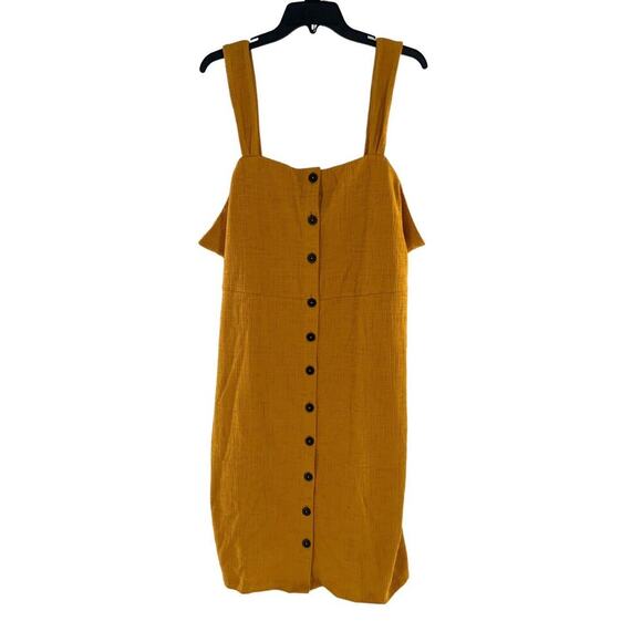 Madewell Dress Women's Plus Size 3XL Button-Front Tank Knee Length Mustard NEW - Picture 3 of 10